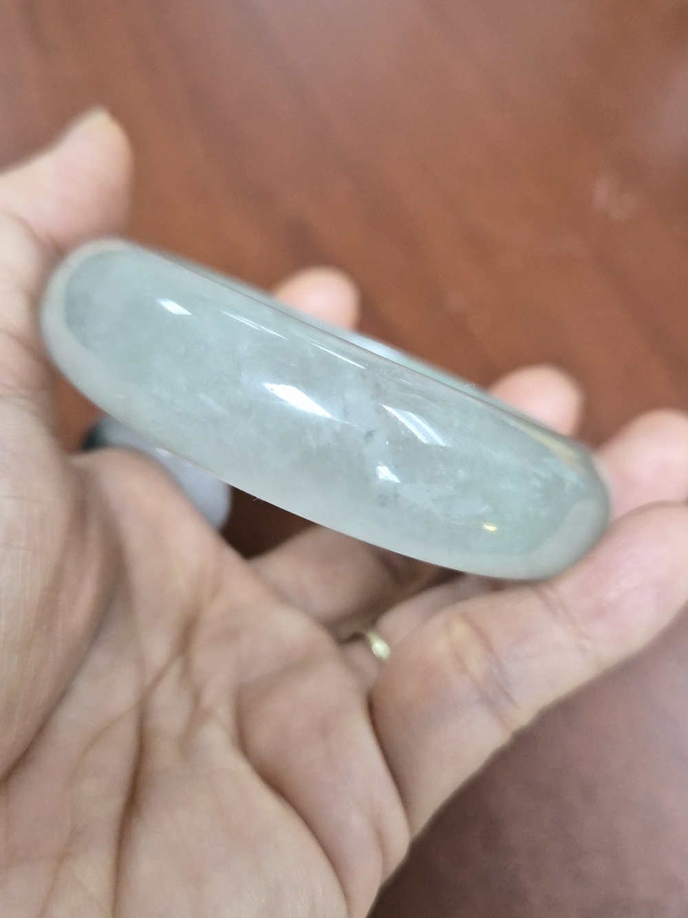 Rare Thick Myanmar Jade Bangle - Pear Color - Picture 9 of 10